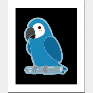 Cute Parrot - Blue & White Posters and Art